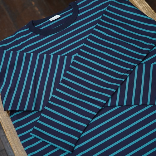 Workers（ワーカーズ）　ボーダー　長袖カットソー　ネオンブルーネイビー