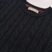 nano universe ナノユニバース ケーブル編み ウール ニットセーター サイズ S /ブラック/男女でも