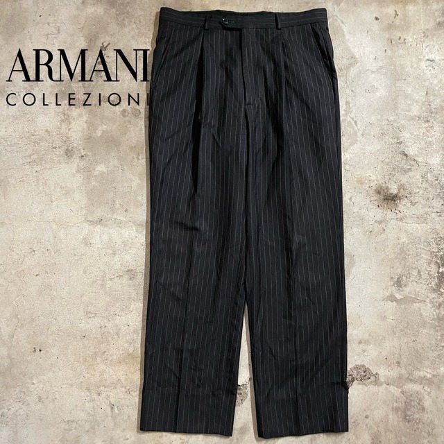 【ARMANI COLLEZIONI】made in Italy wool straight slacks pants/アルマーニ コレッツォーニ イタリア製 ウール スラックス パンツ/lsize/#0726/osaka
