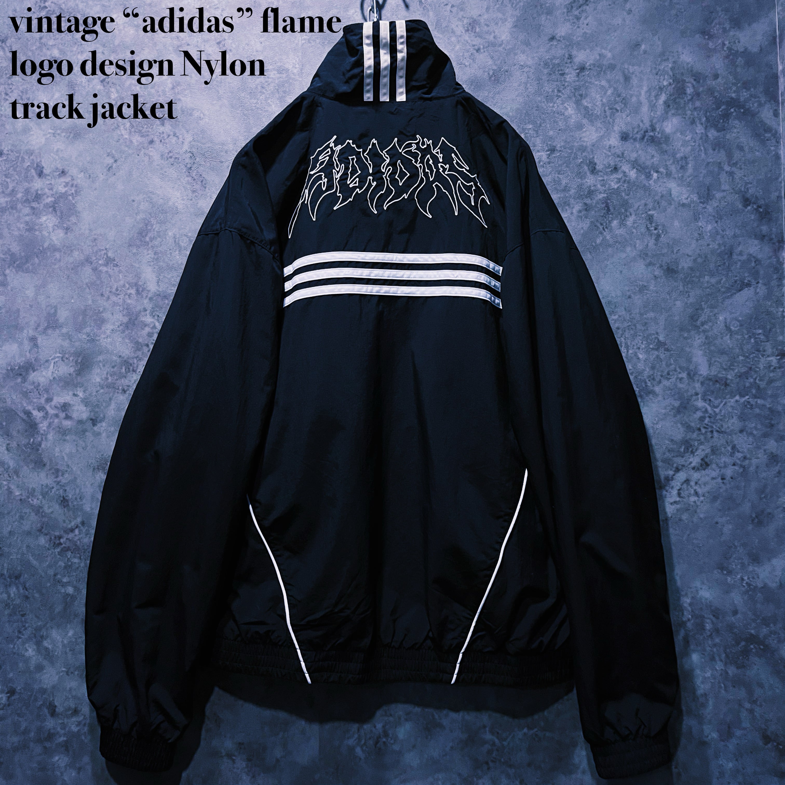 【doppio】vintage “adidas” flame logo design Nylon track jacket