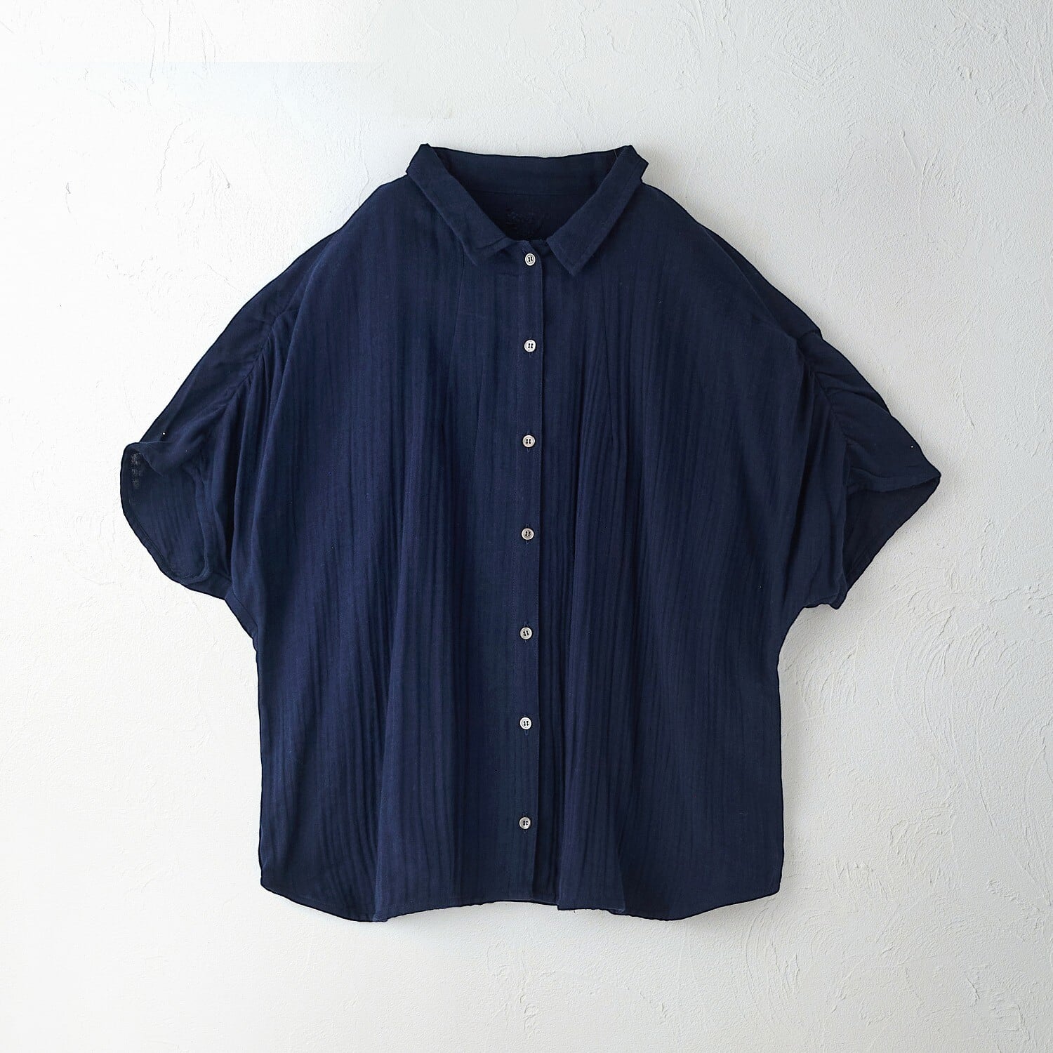 【sisam】ハンソデギャザーシャツ｜ダブルガーゼ コットン