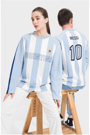 【トップス】高品質MESSI青と白のストライプジャージー長袖Tシャツ 2111302313J