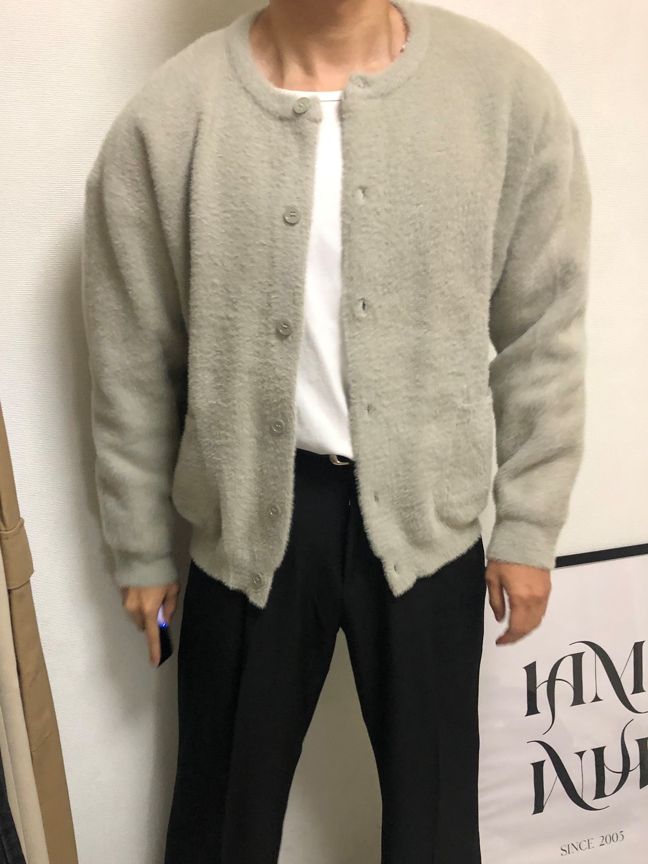 Mohair Mink-Texture Round-Neck Cardigan (5color) - 13
