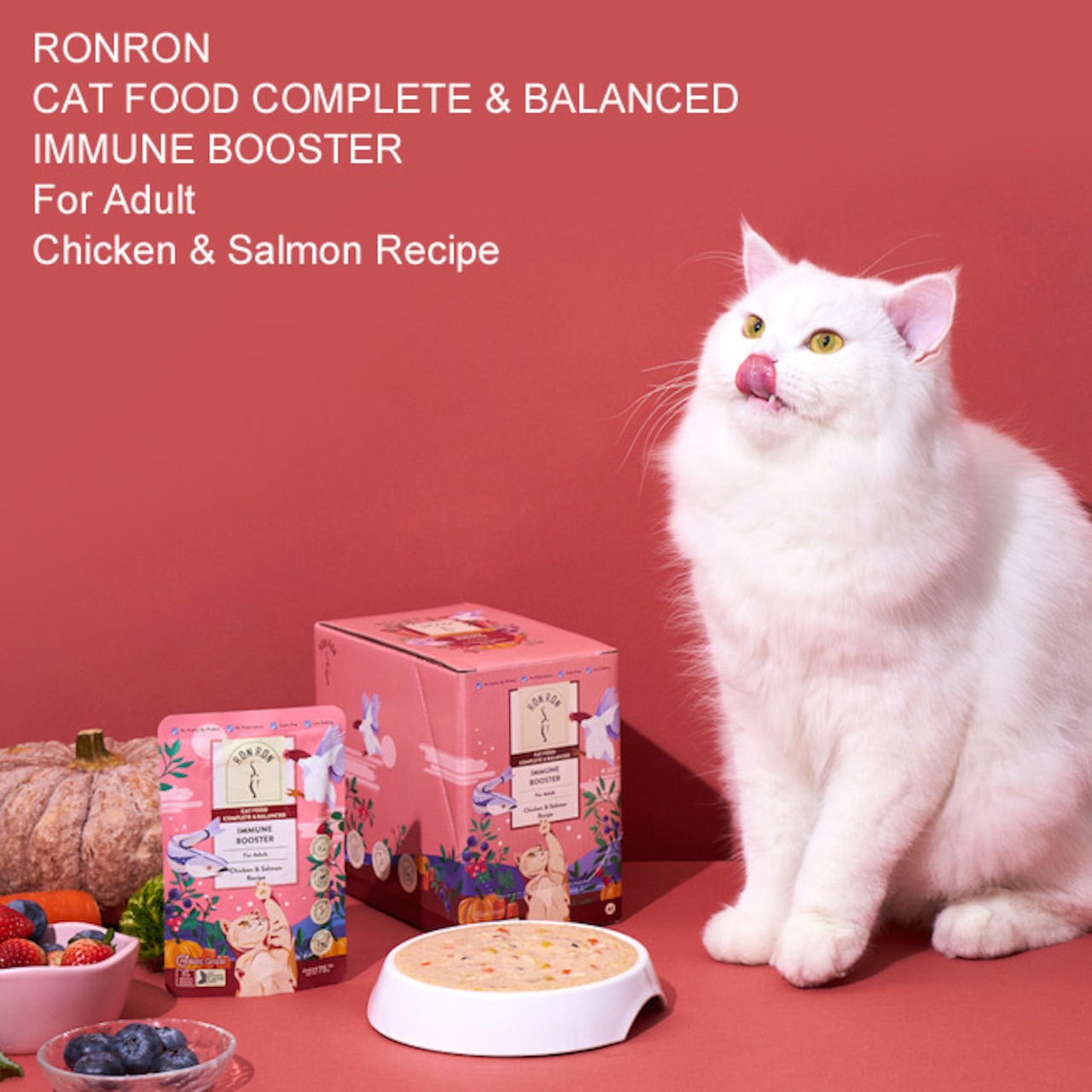 【RONRON ロンロン チキン&サーモンレシピ 】パウチ75g, 総合栄養食,成猫期