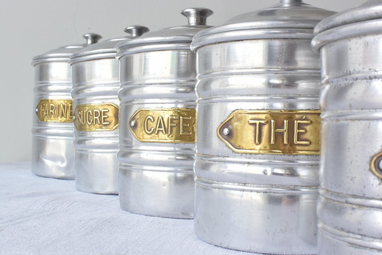アンティークアルミキャニスター6個セット | 古道具 こころね