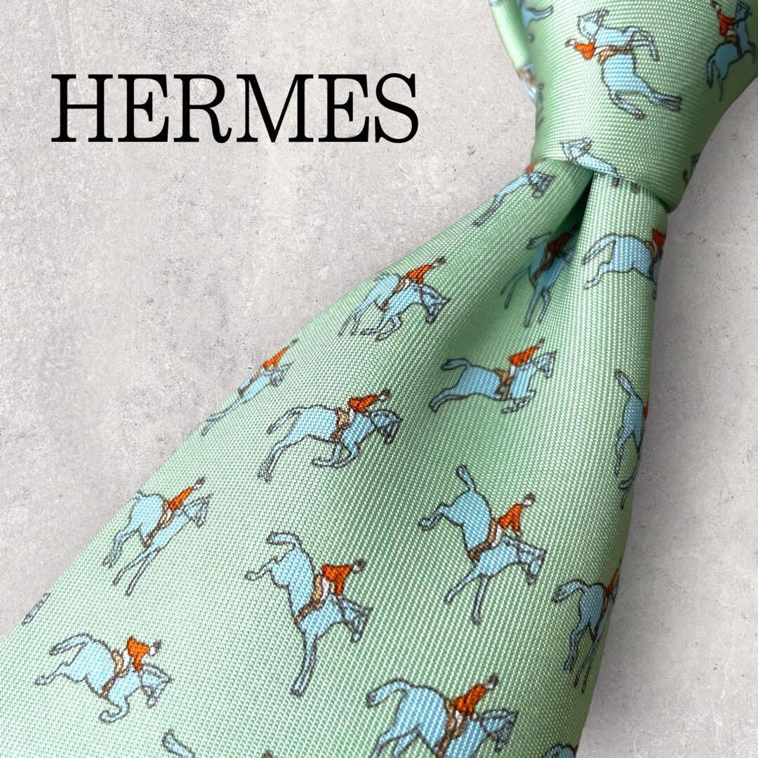 【最終値下げ】HERMES ハイブランド ネイビー パターン柄 ネクタイ