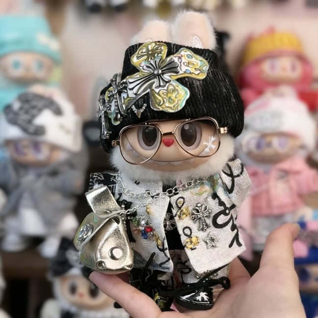 少量限定!上質なリネン風 マルチカラーコーデ ラブブ LABUBU 1.0/2.0/3.0用 THE monsters 全シリーズ対応 15-17cm用 限定制作 上品でクールなコーデ