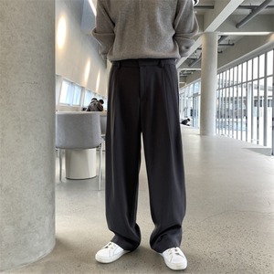 ダブルプリーツドレープワイドカジュアルパンツ　0751