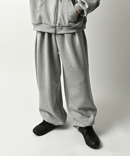 ATELANE Rayon Mix Ponte Tuck Easy Pants (M/GRY) 26A-18070