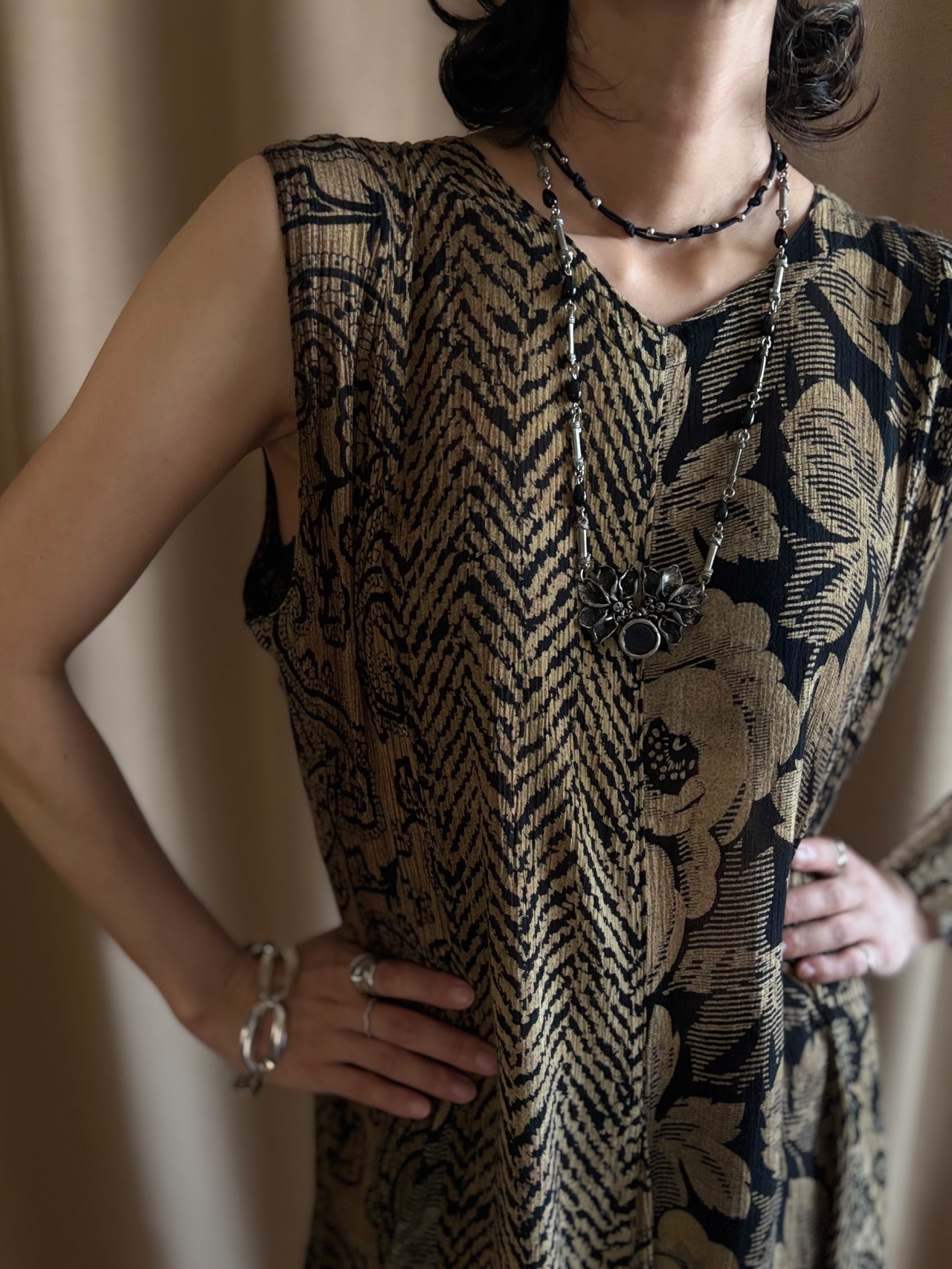 gothic floral statement necklace-5312-7