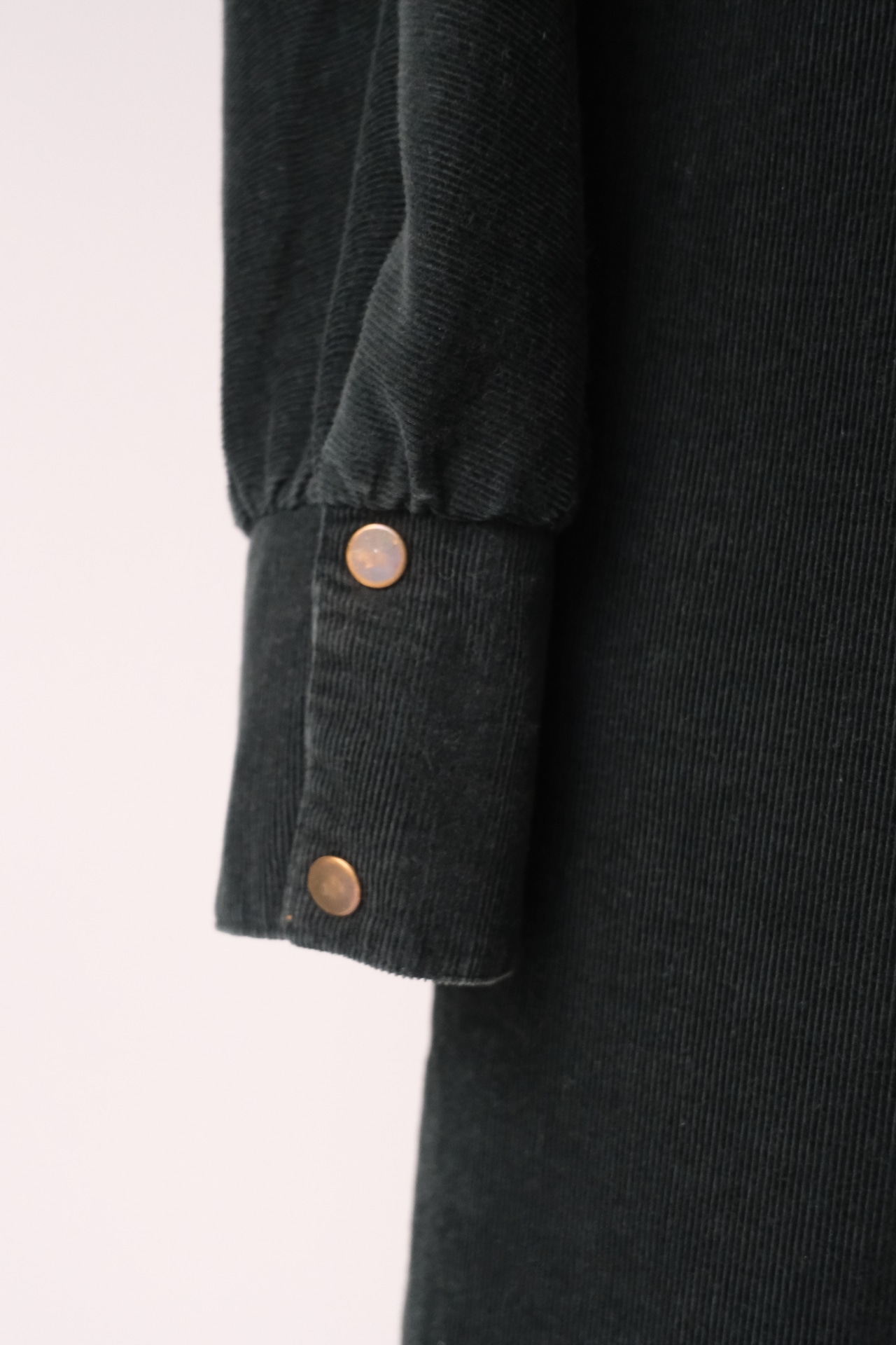 Black corduroy long sleeve shirt dress