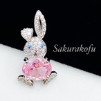 D143 送料無料 人気デザイン ピンクサファイア ジルコニア かわいい うさぎ デザイン ペンダントトップ