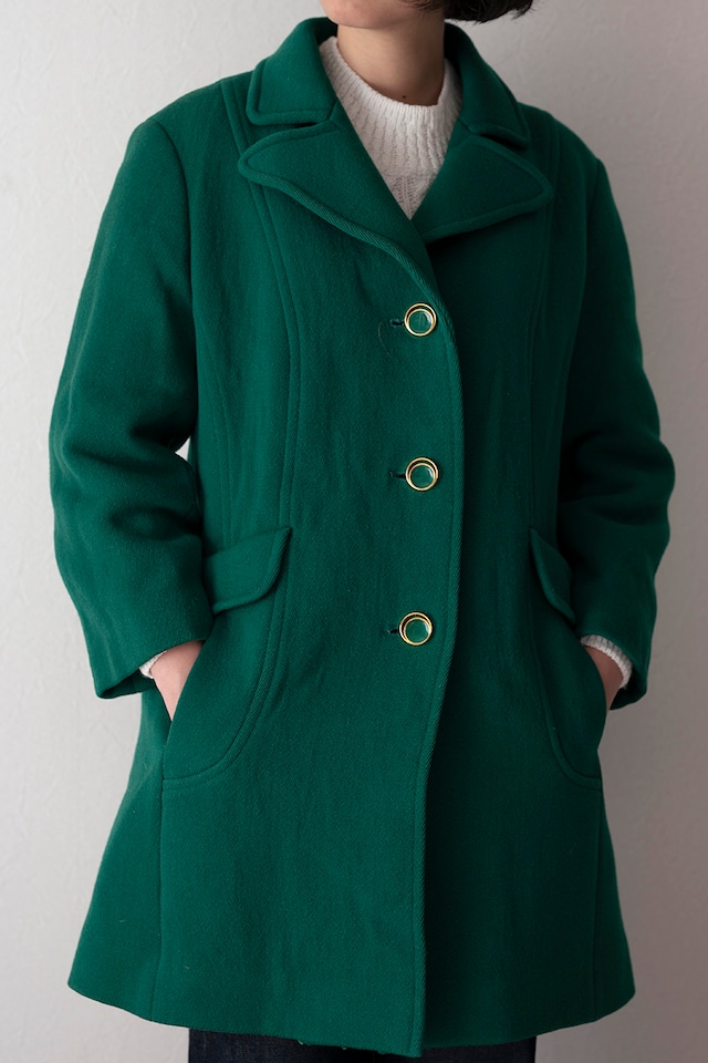 70s big collar wool coat