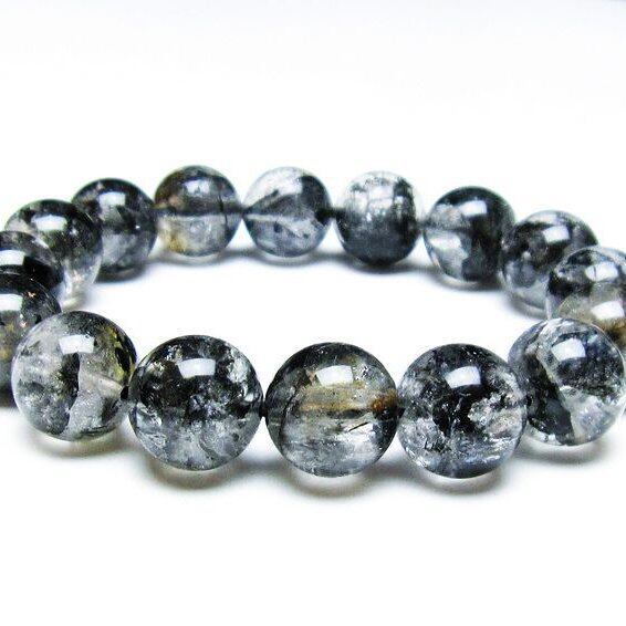 エレスチャルクォーツ ブレスレット 14mm ブラックエレスチャル 一点物 111-37877