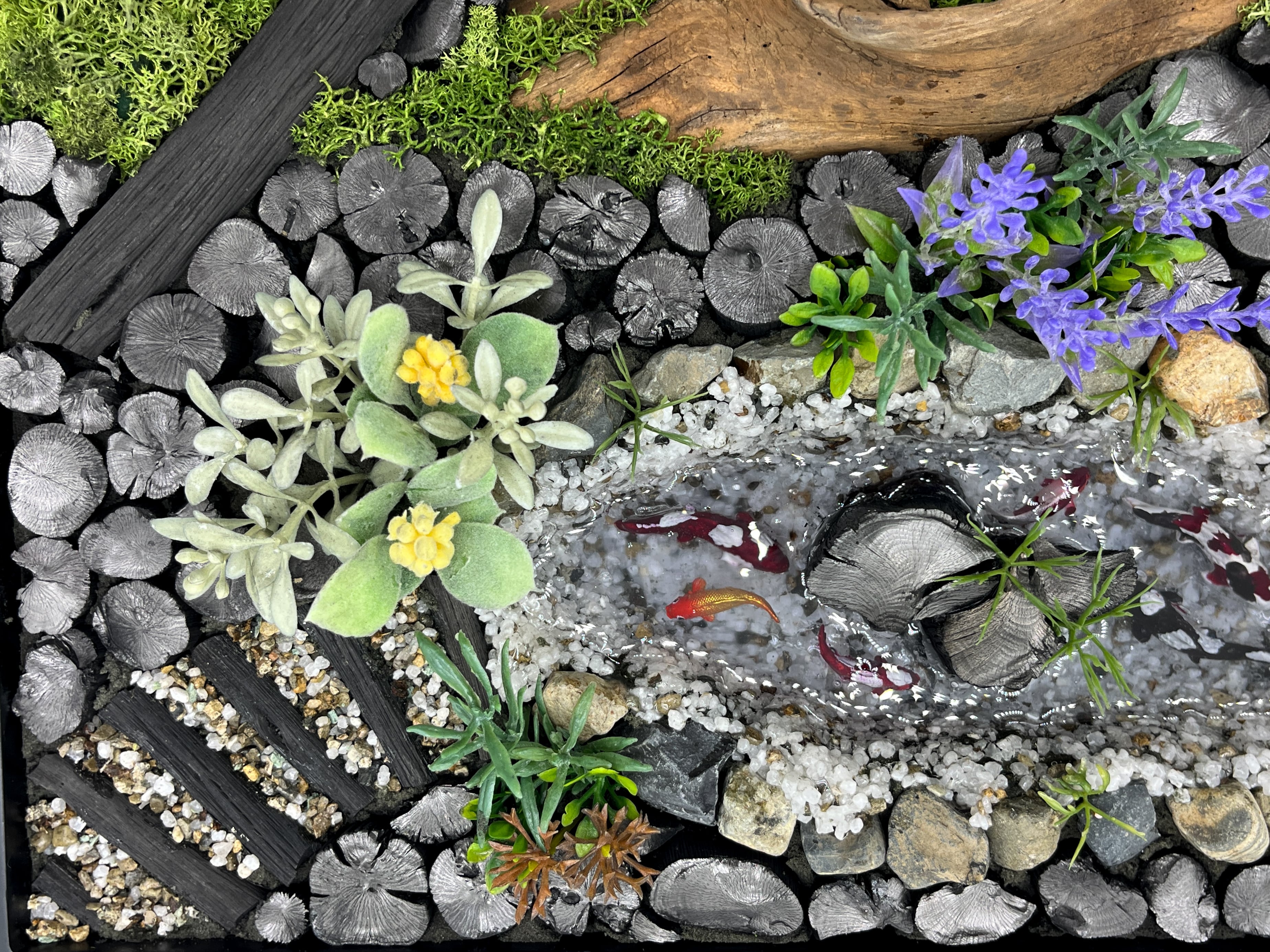 紀州備長炭 インテリア 『風物詩炭庭』フレーム 52cm×40cm 特大 長方形