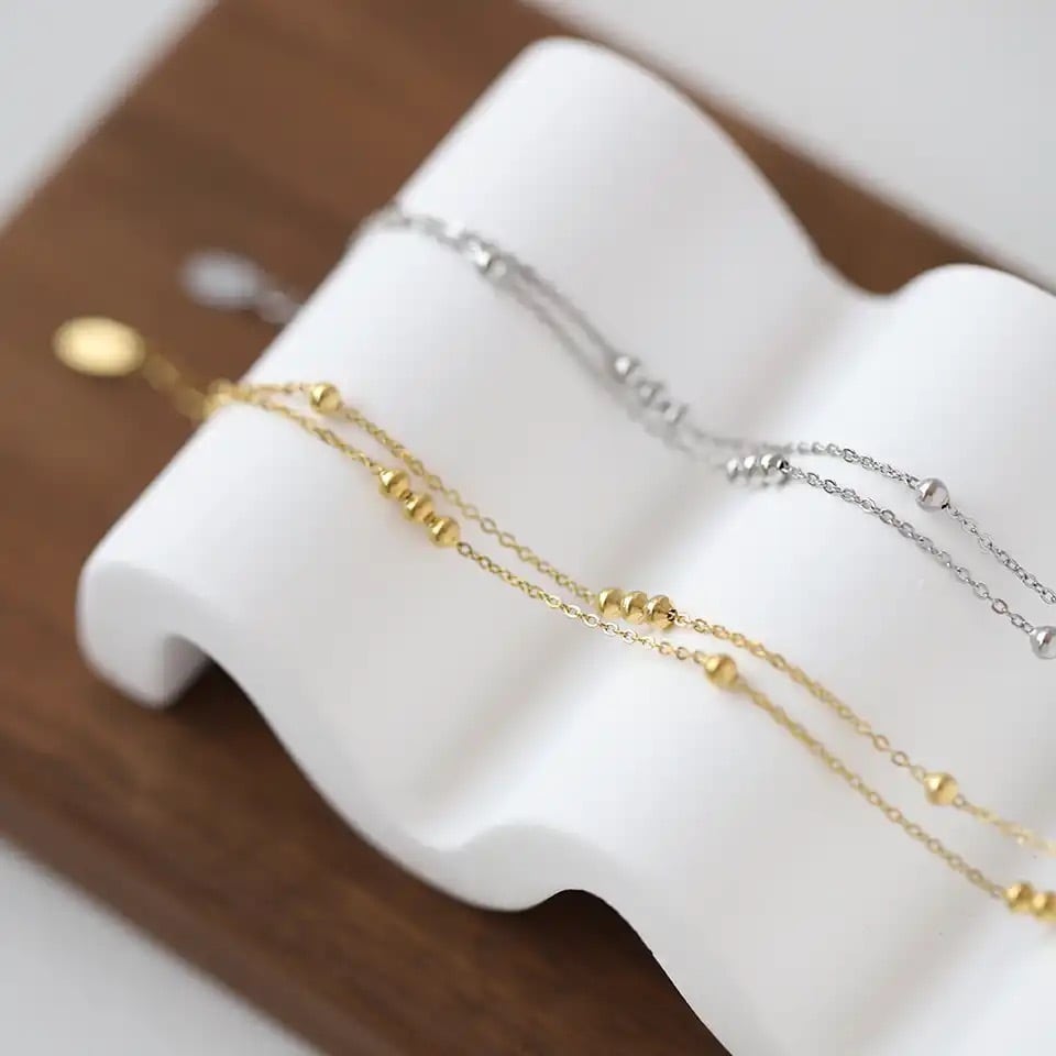 金アレ対応 316L ダブルチェーンブレスレット (0285)