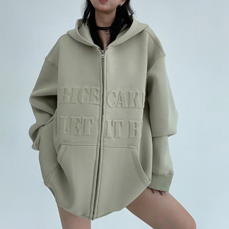 ジップアップ オーバーサイズ フーディ ◆2col L00297