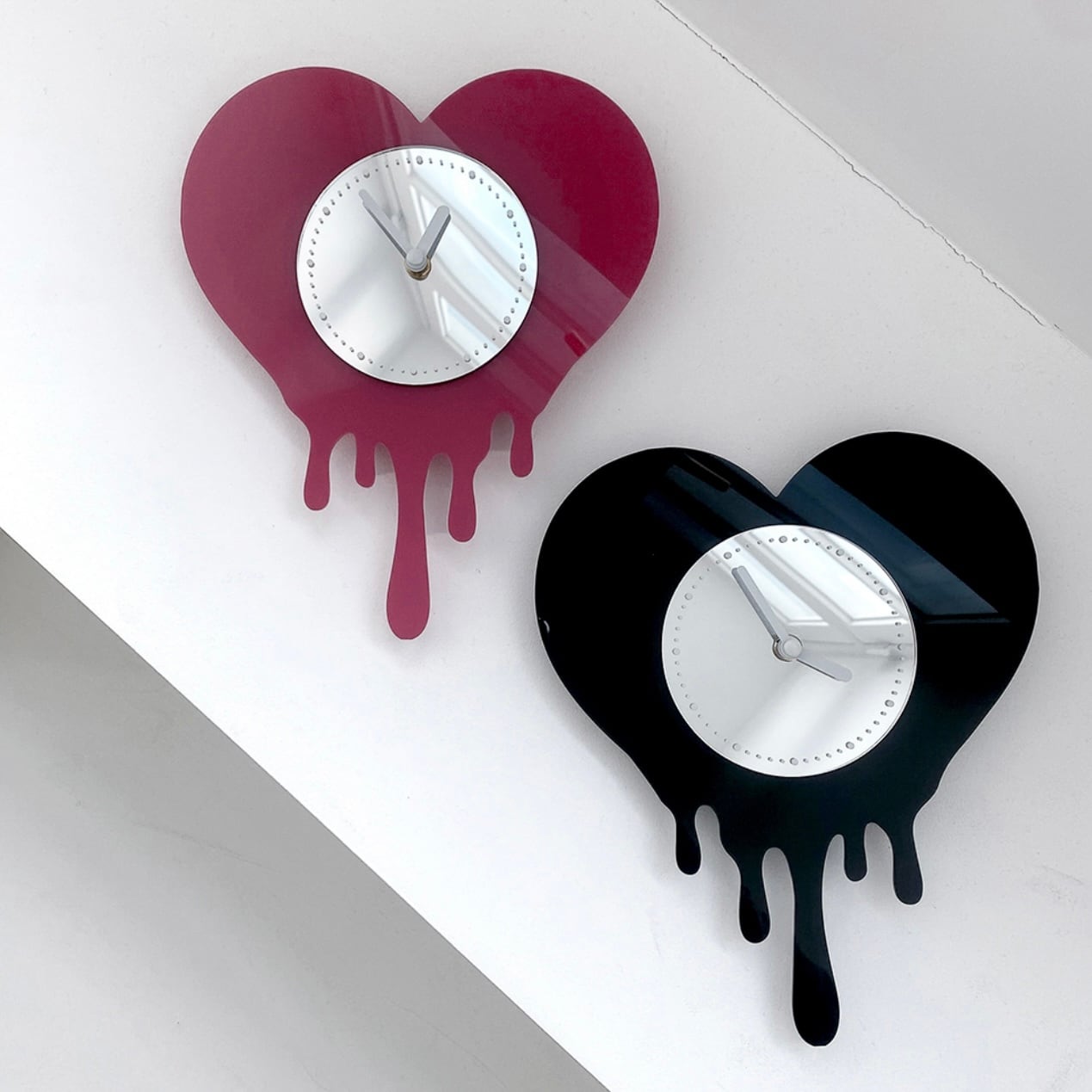 【新品】ハート型　フローティングメッセージ　クロック melting heart clock 2colors / メルティング ハート クロック 壁掛け