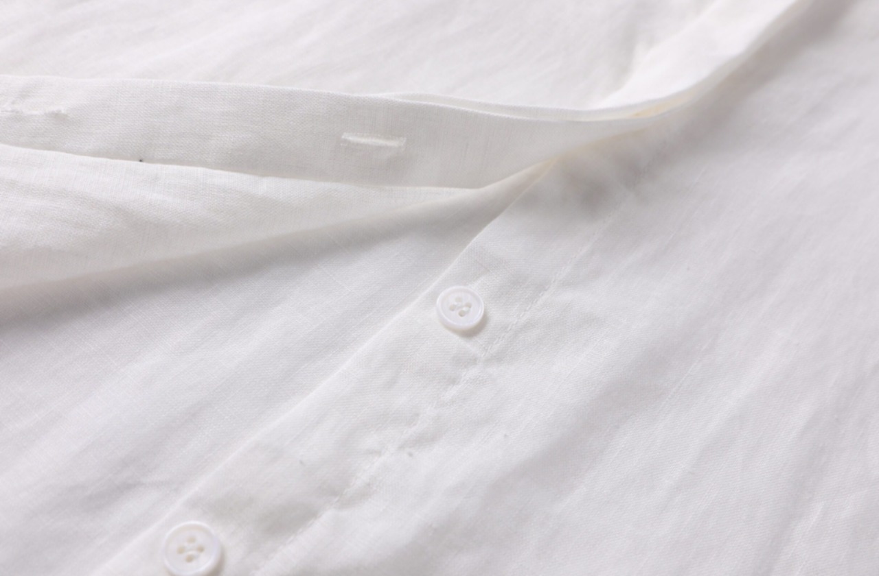 リネンシャツ・リボン付きスカートセットアップ