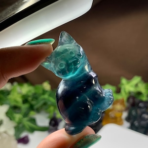 在庫SALE☆5.ちょこんと座っている可愛いフローライトねこ