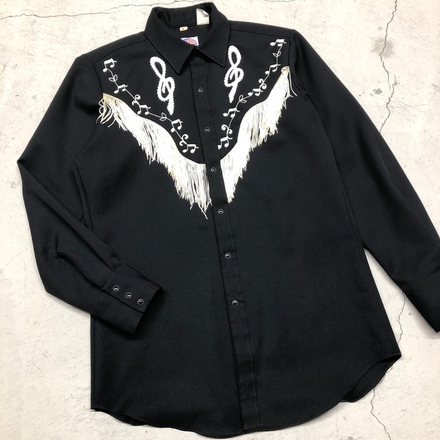 1980s MILLER WESTERN FRILLS SHIRT BLACK