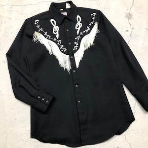 1980s MILLER WESTERN FRILLS SHIRT BLACK