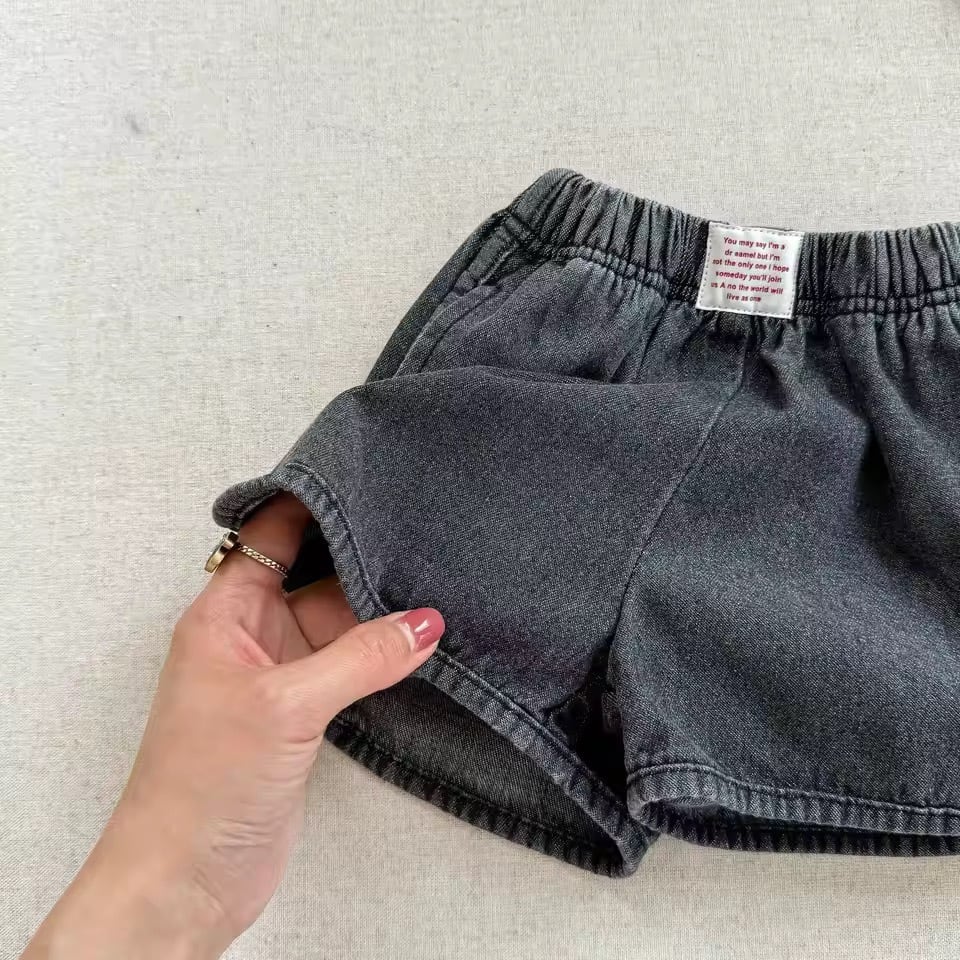 フロントタグデニムショートパンツ