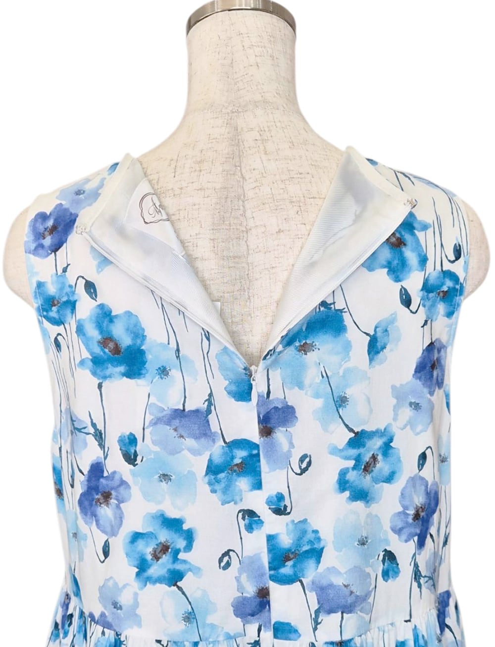 フラワーコットンティアードワンピース blue×white | amin pur