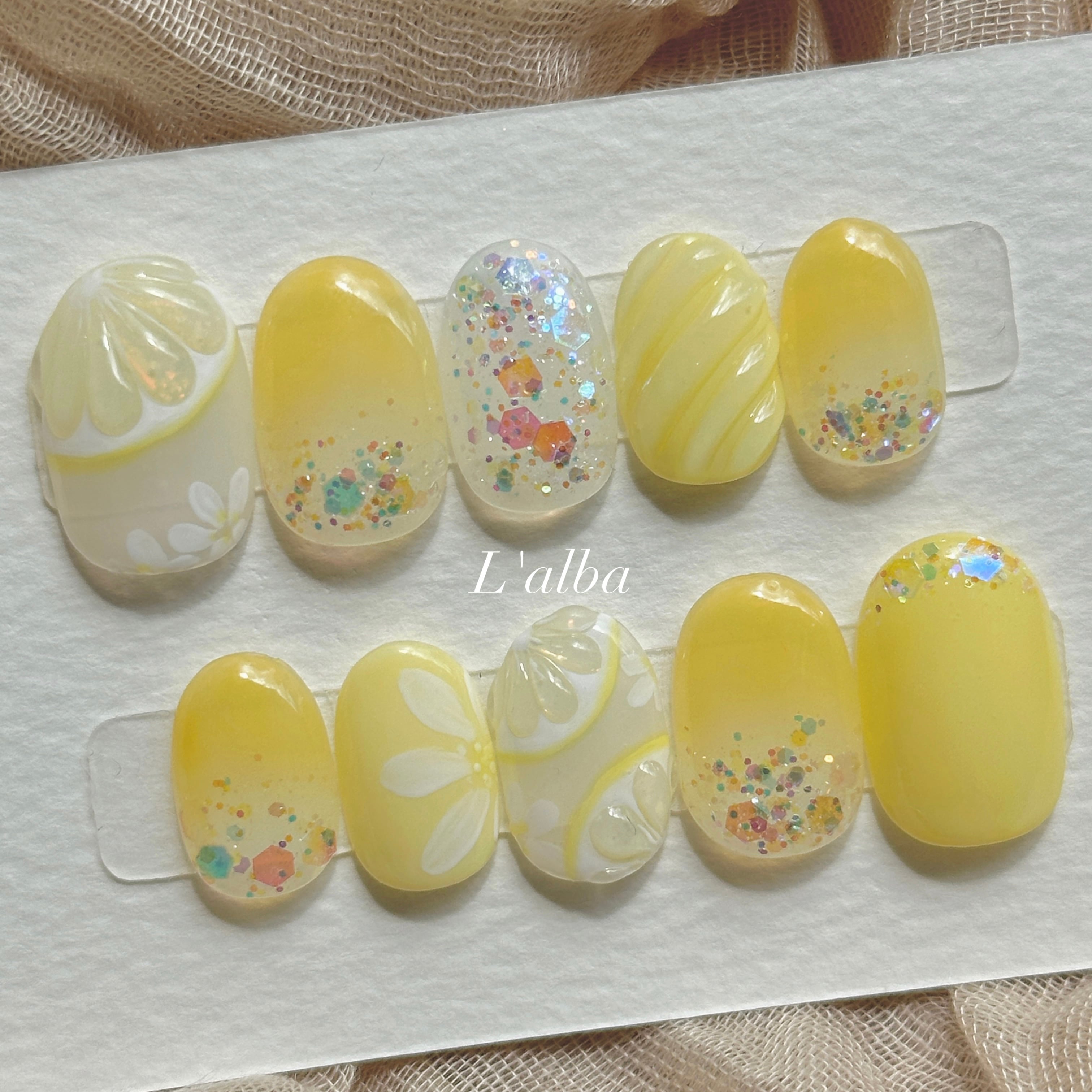 レモン×しゅわしゅわ ネイルチップ グラデーション ニュアンス