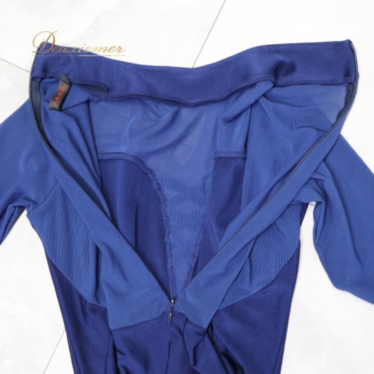 社交ダンス 衣装 ワンピース ドレス ネイビー系 紺 青 無地 パーティ 発表会 ダンス レッスン 伸縮 ストレッチ 大人用 エレガント 上品 おしゃれ レディース パーティードレス ダンスウエア 舞台衣装 発表会ドレス 長袖 シンプル