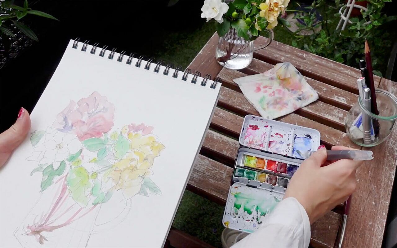 日常で楽しむ水彩画】クチナシの花 | necoya room shop