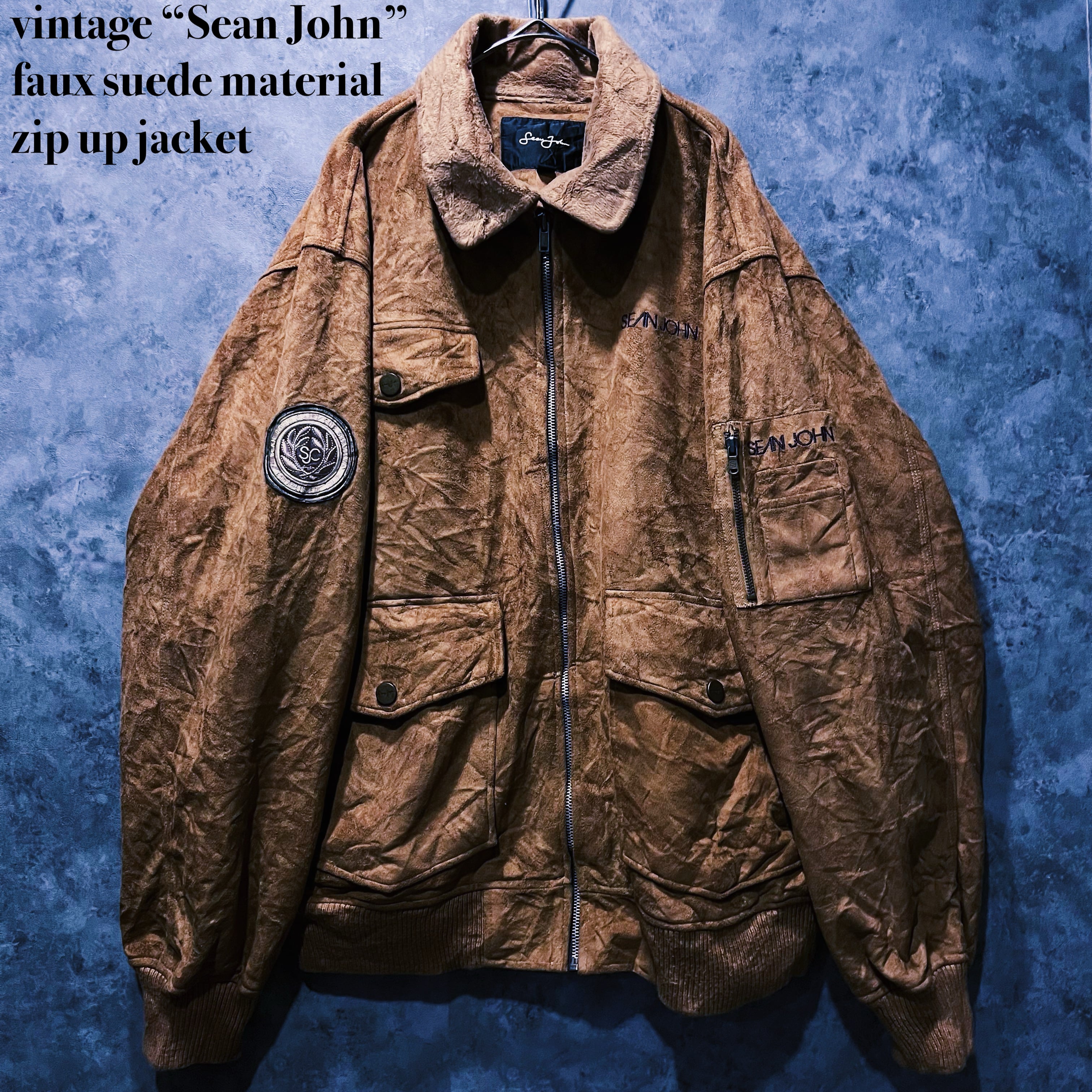 【doppio】vintage “Sean John” faux suede material zip up jacket