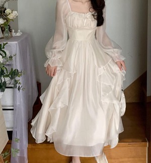 ★送料無料★9号(M)★オ－ガンジ－パ－ティ－ミディアムドレス(OPN2790）