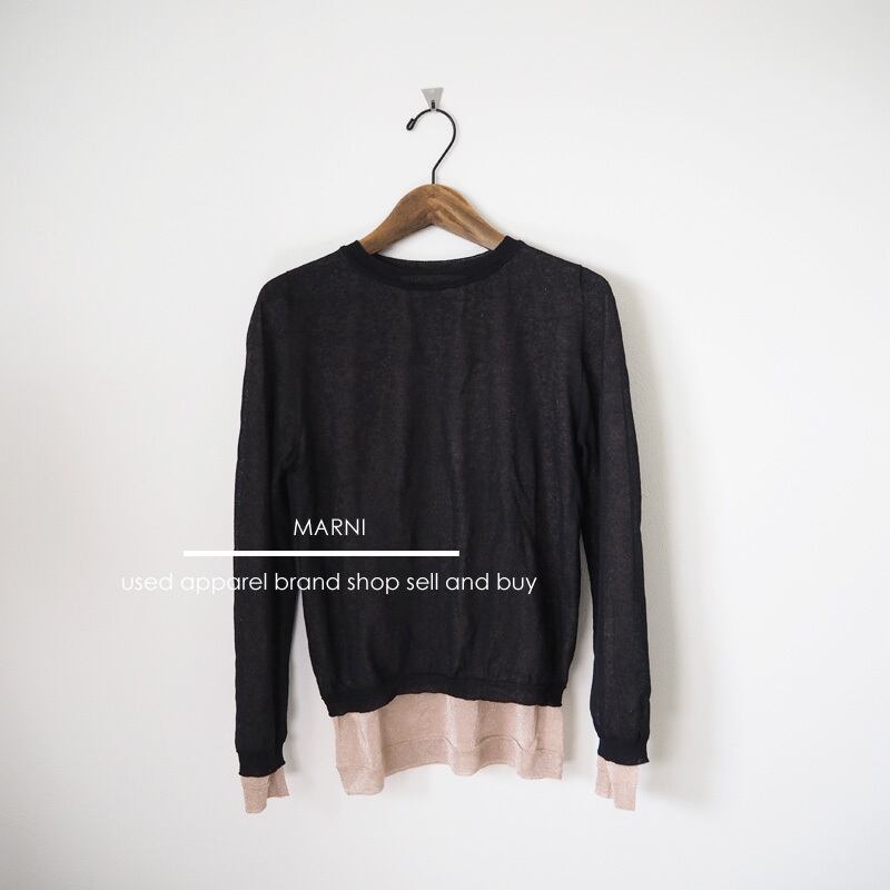 MARNI マルニ レイヤードトップス 黒 ライトピンク I38