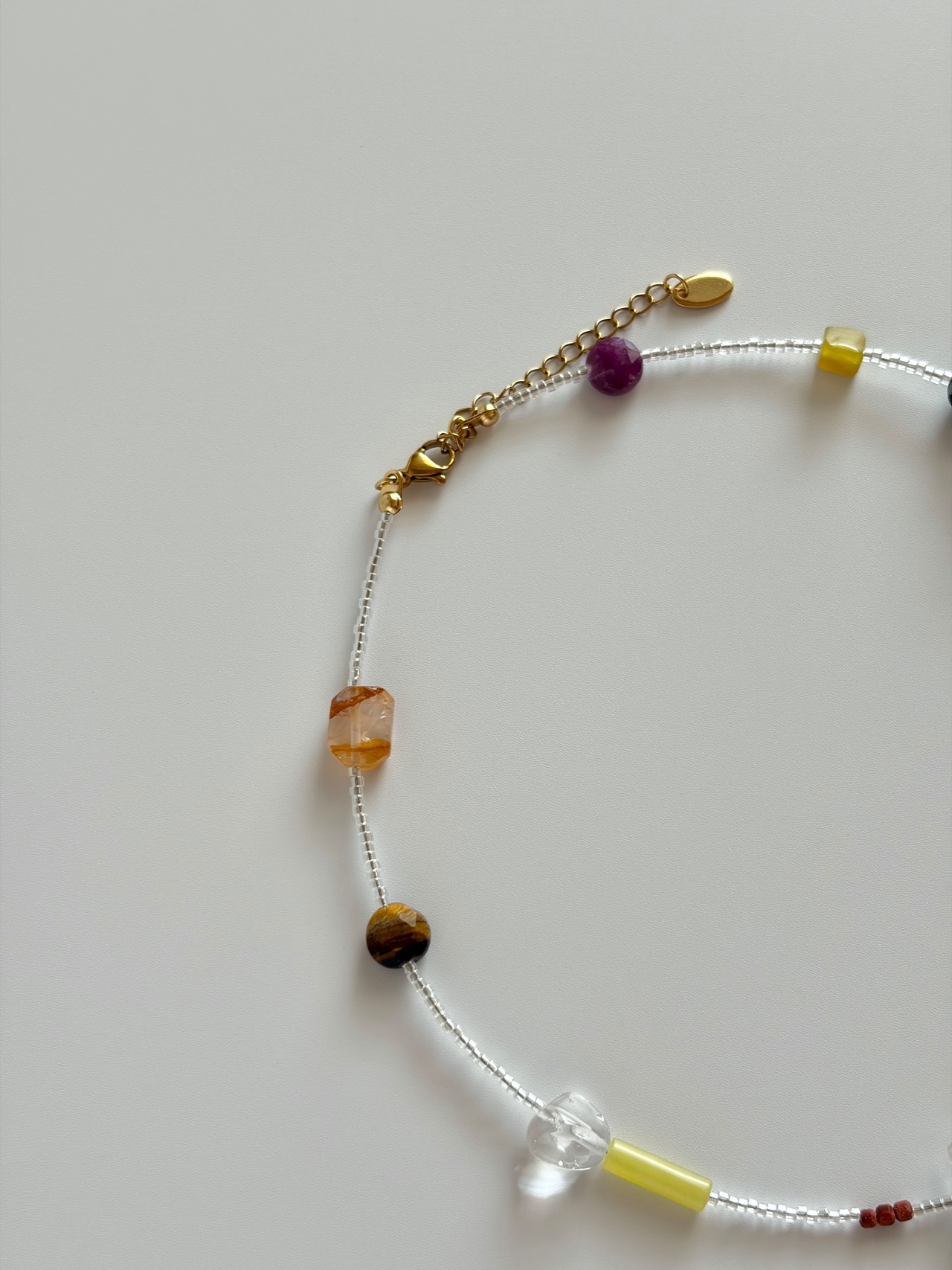 Multi Stone Clear Beads Necklace［BZN35］