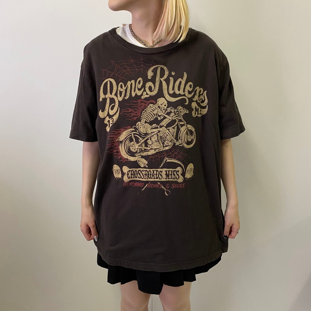Bone Riders スカル 骸骨 バイカー プリントTシャツ メンズL 古着 LUCY 