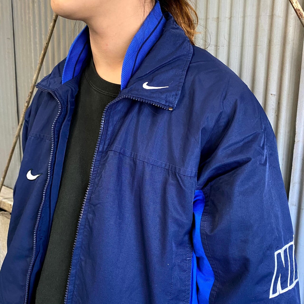 90年 NIKE ナイキ スウォッシュロゴ ナイロンジャケット メンズL 古着 