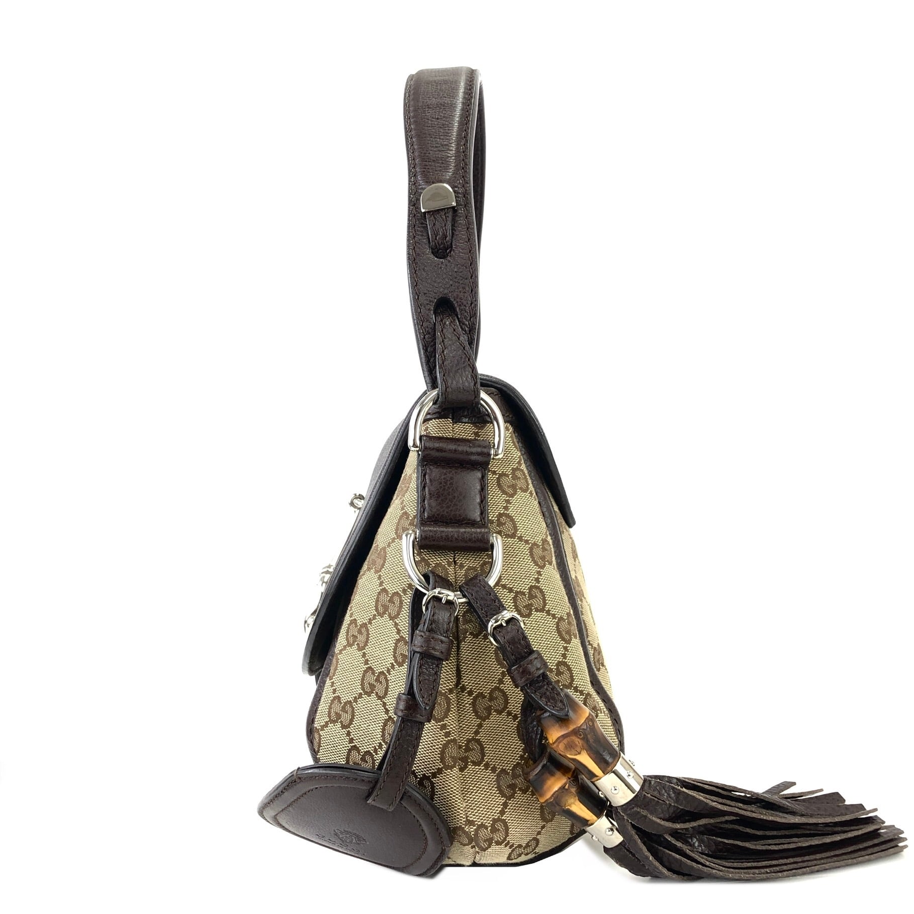 GUCCI GGキャンバス バンブータッセル ショルダーバッグ GUCCI グッチ GGキャンバス バンブータッセル フリンジ セミショルダー