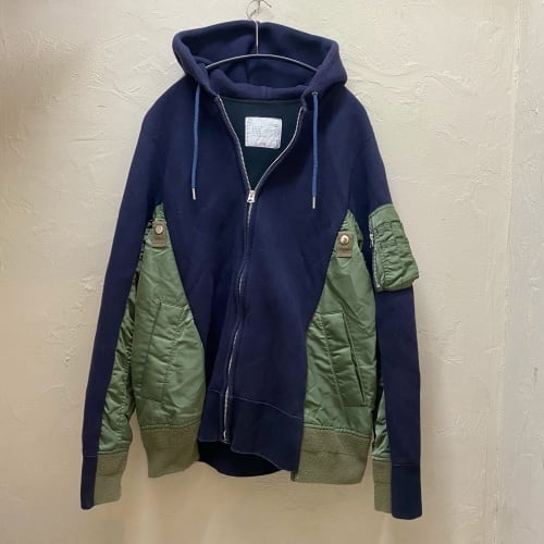 Sacai サカイ 20AW Sponge Sweat MA-1 Zip Hoodie ドッキング ジップ