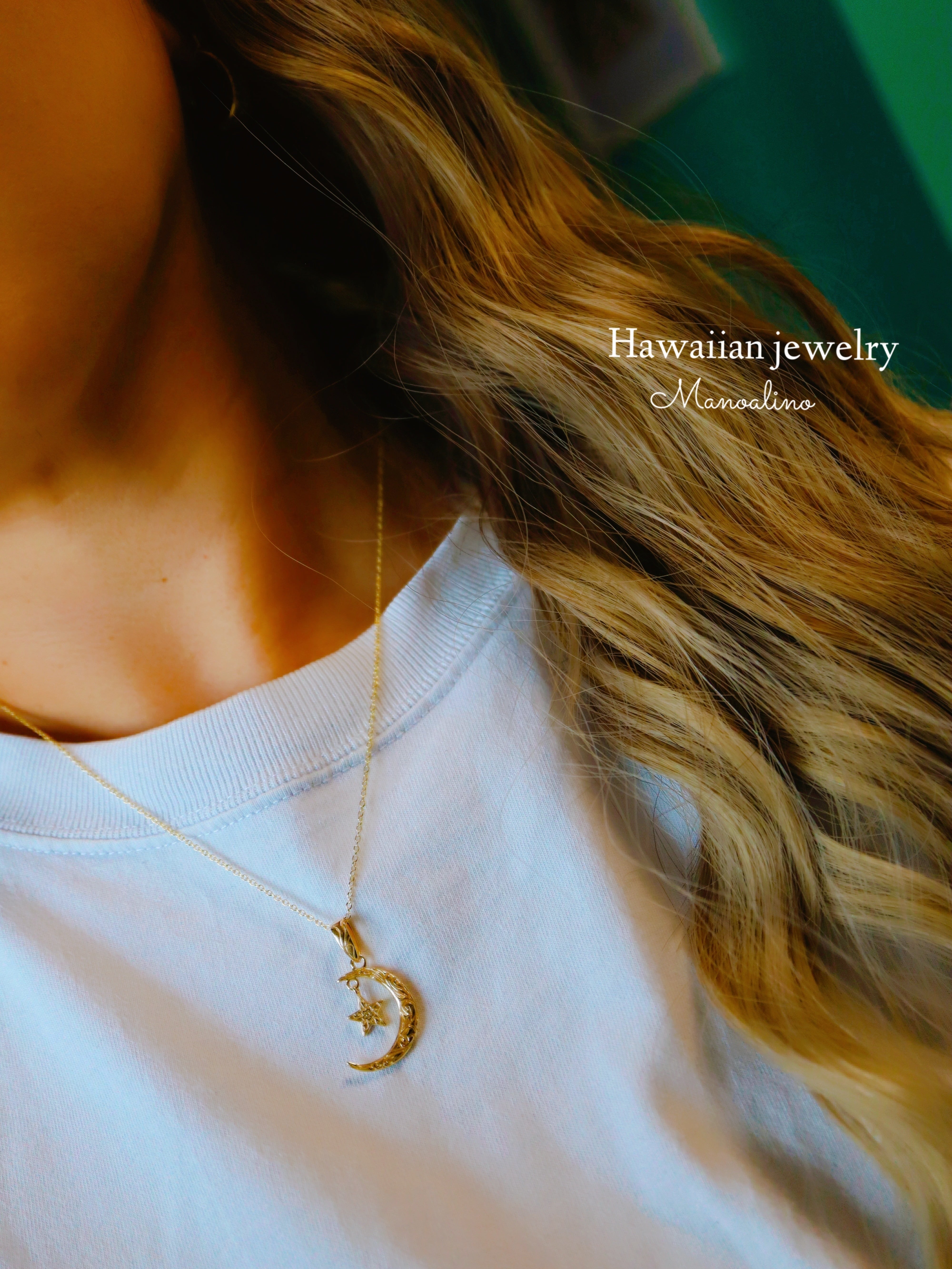 mahina moon star necklace Hawaiianjewelry (ハワイアンジュエリー月