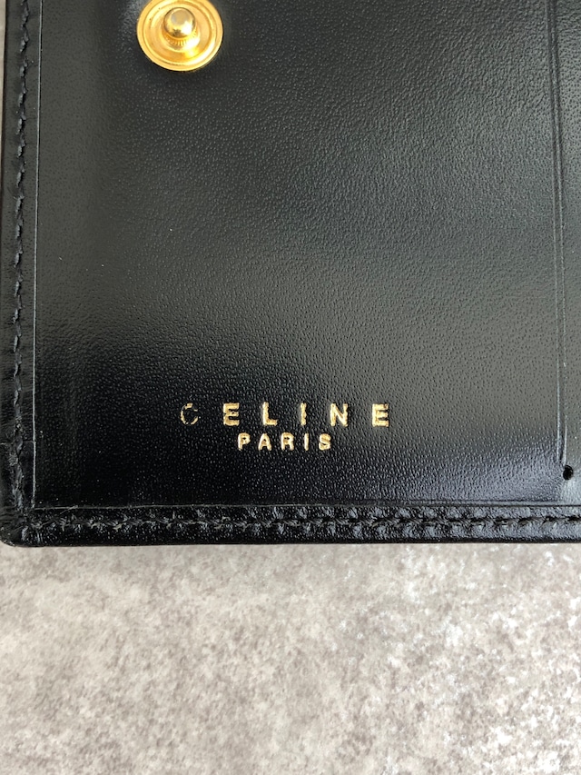 CELINE セリーヌ マカダム 財布 ブラック ブラゾン型押し PVCレザー 財布 2つ折り財布 vintage ヴィンテージ オールド sgwg3a