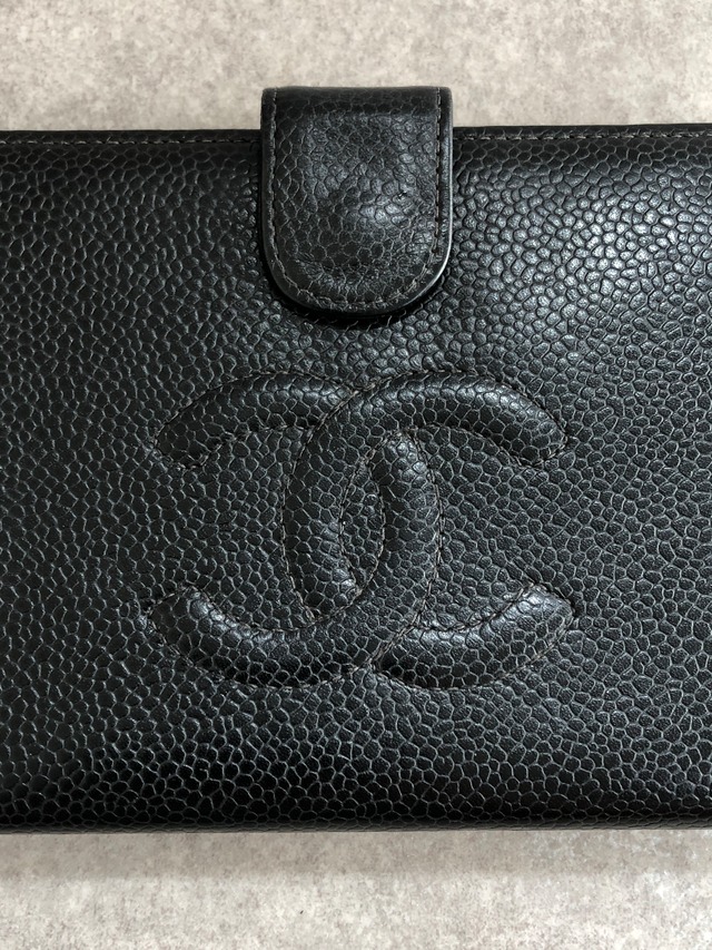 CHANEL シャネル 財布 ブラック ココマーク レザー キャビアスキン 長財布 二つ折り財布 vintage ヴィンテージ オールド nd3dzs