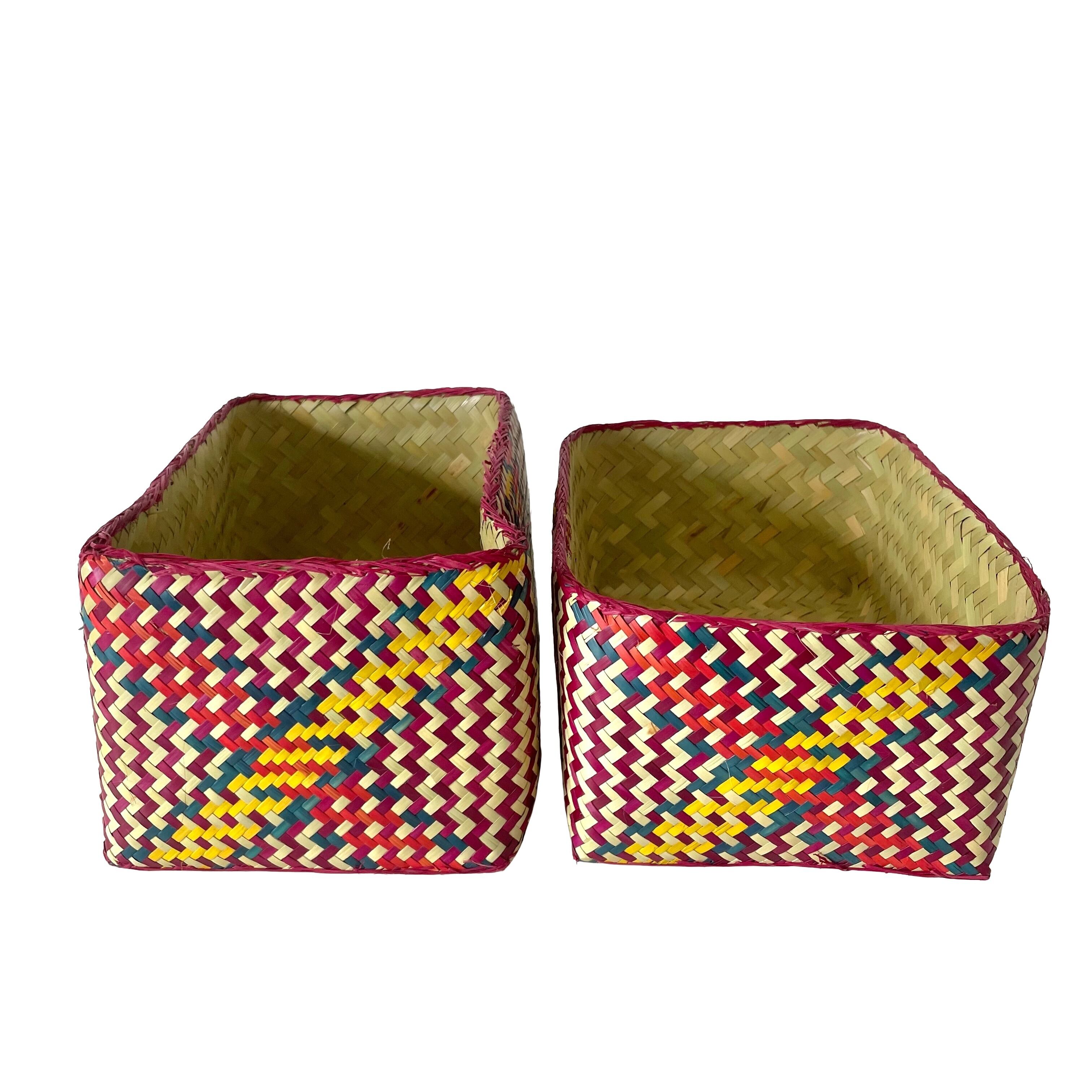 Rectangular colourful basket M w26.5cm×16.5cm×h14cm四角カラフル蓋