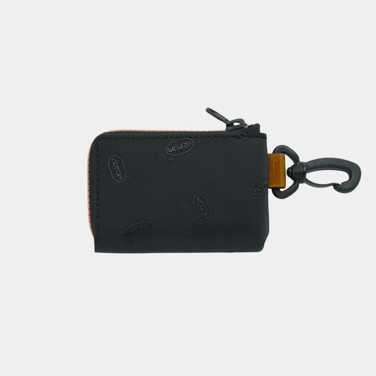 vibram card case (black×orange) with orange glowing zip