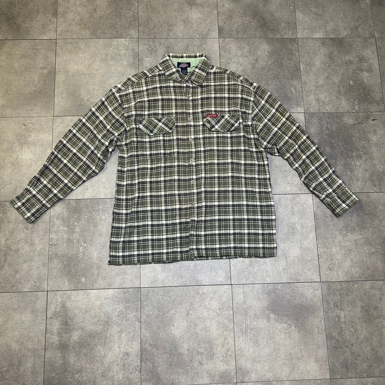 Dickies ヘビーネルチェックシャツ サイズ L グリーン