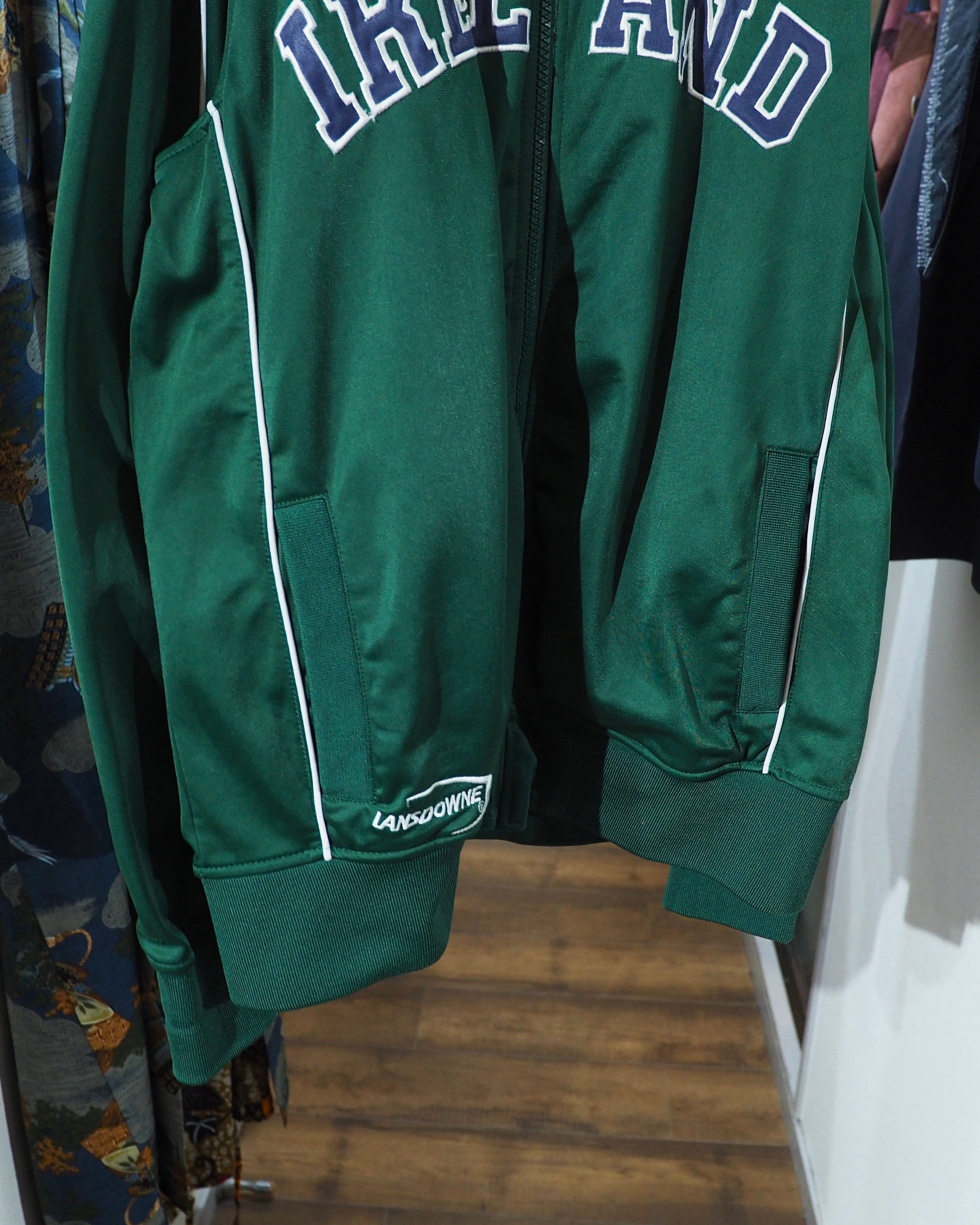 1990s " IRELAND " Embroidery Irish Green Color Track jacket