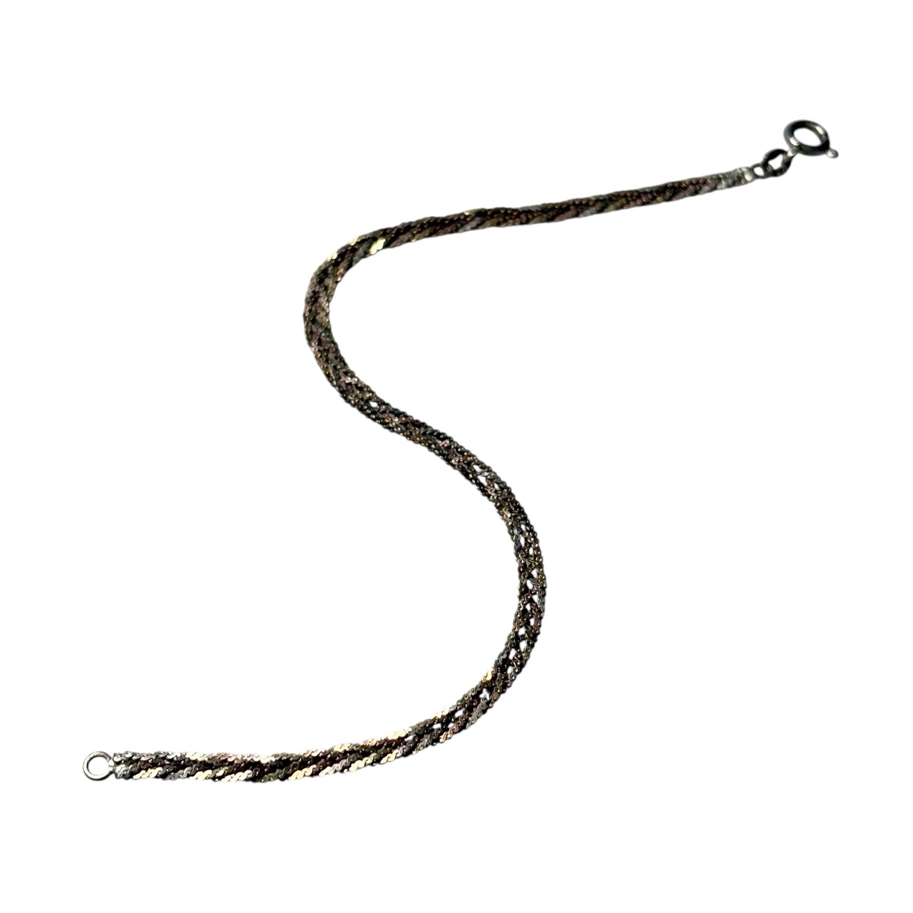 vintage tricolor silver braids chain bracelet