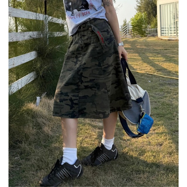 camouflage long skirt　迷彩ロングスカート　J2069