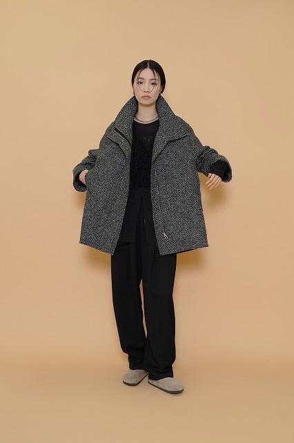 ヘリンボーンツイードハーフコート 504388 CYAN tokyo シアン