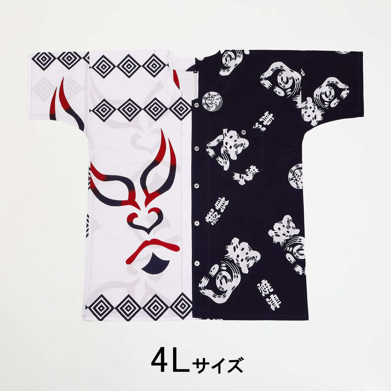 魚河岸シャツ 【品番 40018-4L】【焼津紺1+隈取 紺~赤暈し】